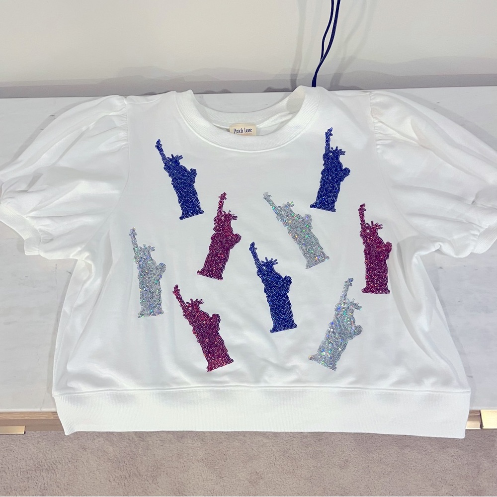 Peach Love Lady Liberty Sparkle Top